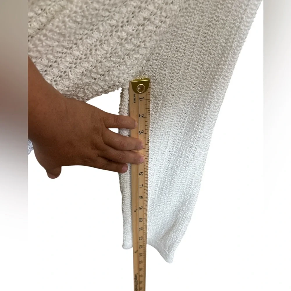 Coldwater Creek, White Soft Ribbon Yarn Cardigan,Size L,Made in Jordan